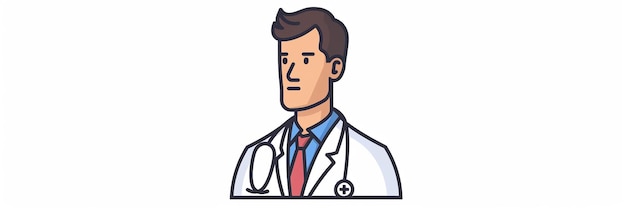 cartoon doctor vector flat icon illustration