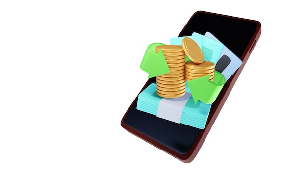 Cashback och ikonkoncept för återbetalning. 3D-illustration