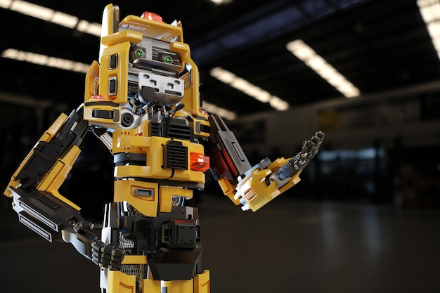 Cat robot for industry 40 3d render communication to people cybernetic