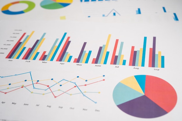 chart or graph paper financial account statistics and business data concept