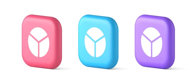 Chart pie three section button financial presentation business analyzing web app 3d realistic icons