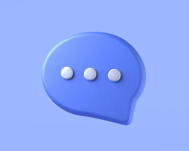 Chat bubble message speech dialog icon on blue background 3D rendering