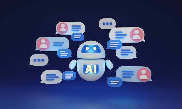 Chat GPT robot AI assistant for virtual service 3D illustration