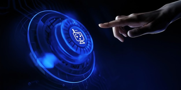 Chatbot computer program Business Man Developing Virtual Digital Web Design Using AI Technology