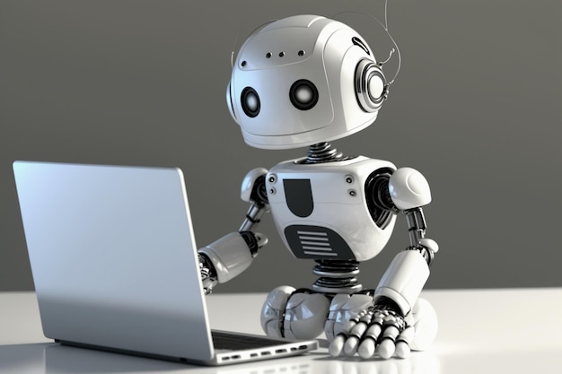 Chatgpt ai robot besvarer spørgsmål på en bærbar computer.