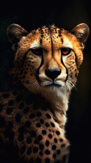 Cheetah in Bokeh Style on Dark Background Generative AI