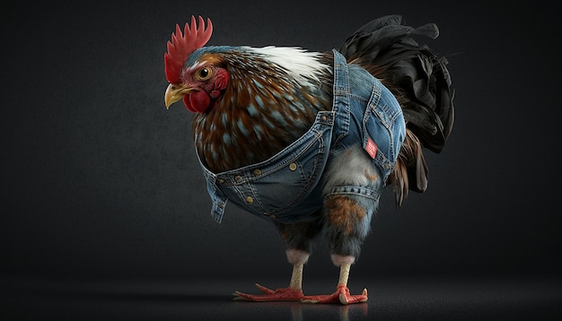 chicken in overalls jence ai generated art