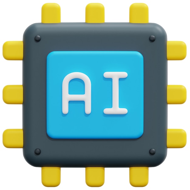 chip 3d render icon illustration