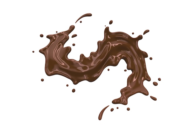 Chocolate splashes curve isolate on White background