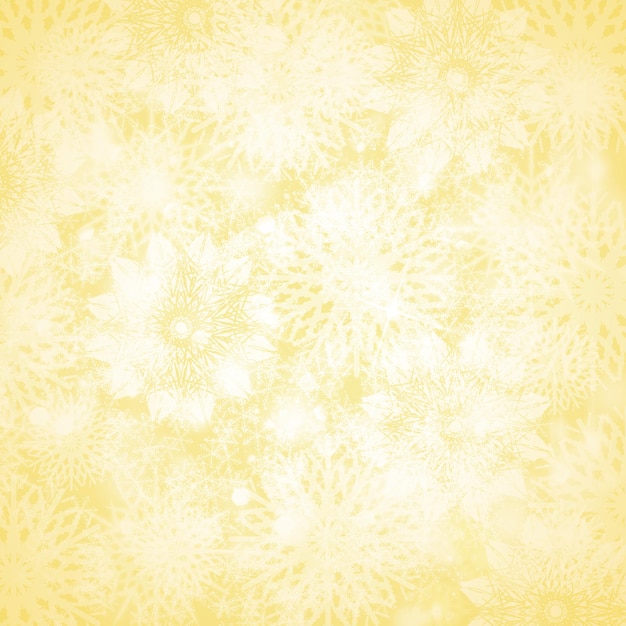 Christmas shiny textured  snow background with snowflakes and copy space in golden colors