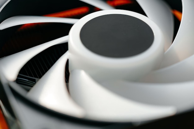 Close up of a cooler computer fan