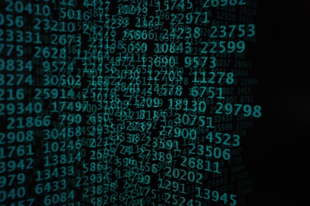 Close-up of blue binary codes
