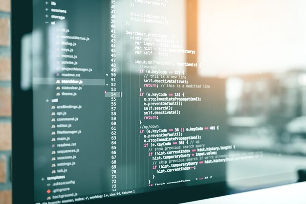 Close-up of coding on computer screen