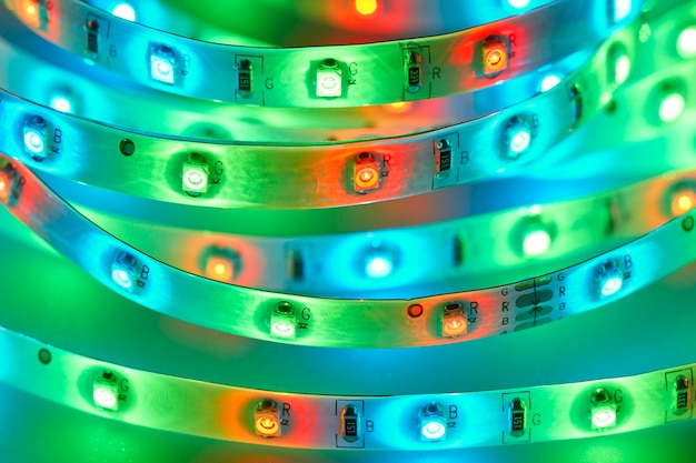 Close-up of colorful illuminated lights