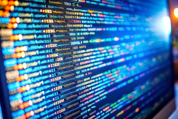 close up of computer web page code inside of html file big data and internet of things trend application web source code on monitor