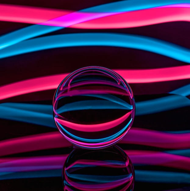 Close-up of crystal ball against black background