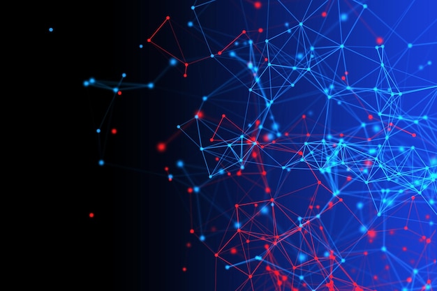 Close-up of illuminated blue abstract connections
