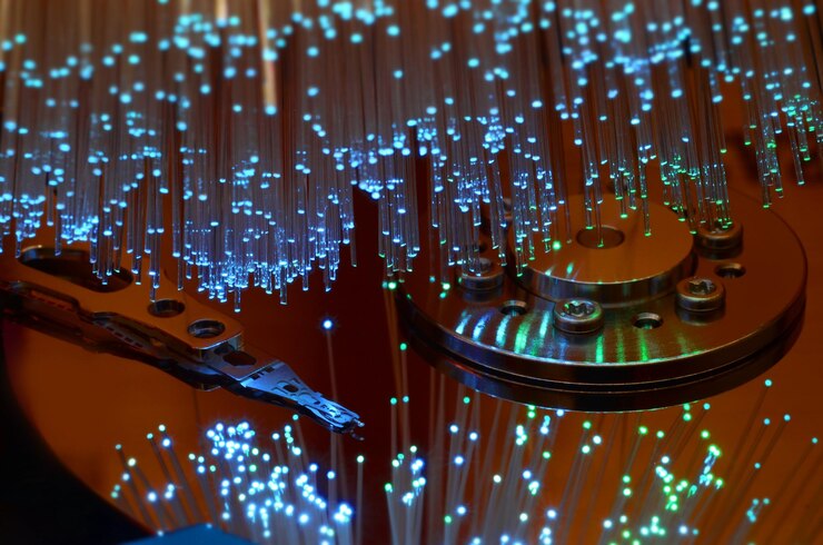 Bild close-up of illuminated record on turntable