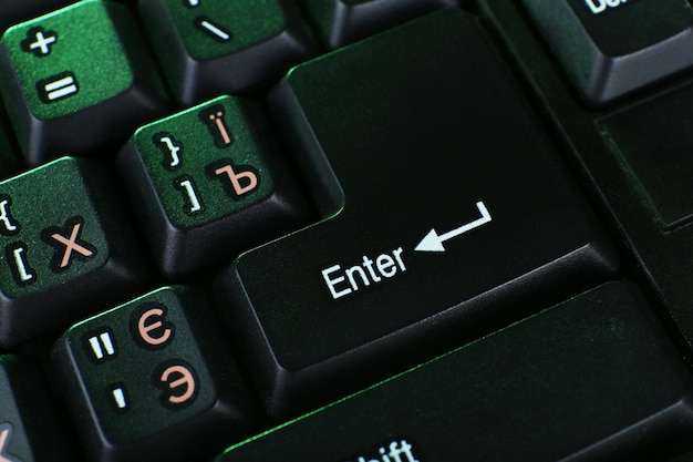 Close up of keyboard of modern laptop