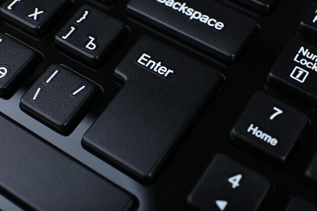 Close up of keyboard of modern laptop