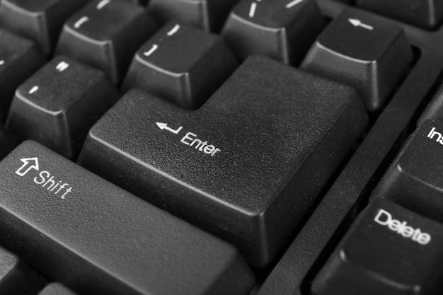 Close up of keyboard of modern laptop