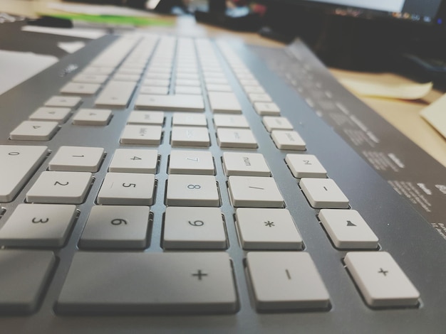 Close-up of keyboard on desk