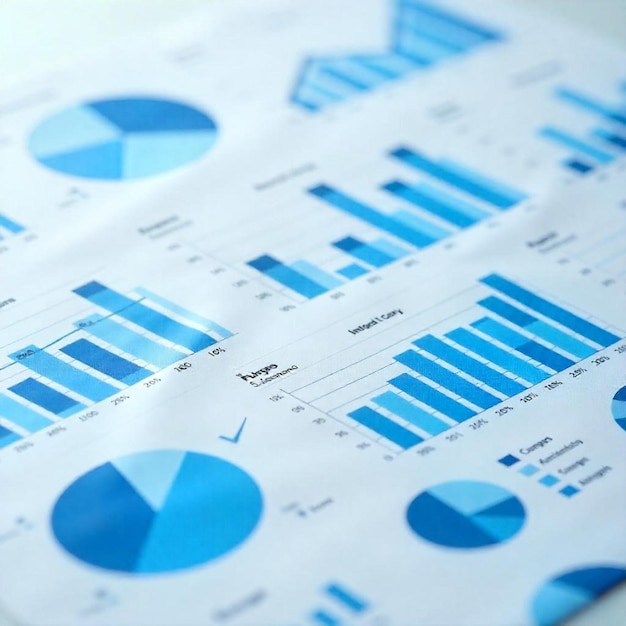 closeup of detailed business graphs and charts