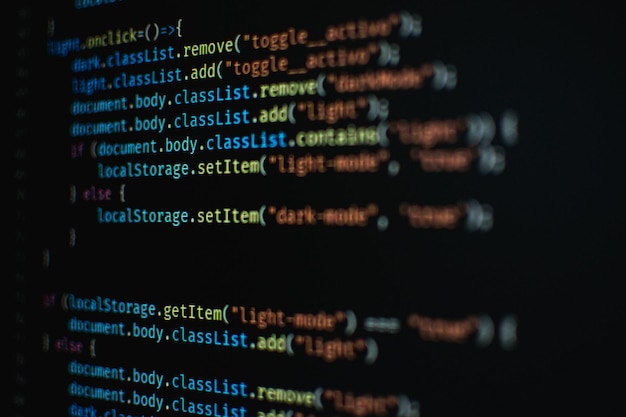 Closeup view of a computer programming language