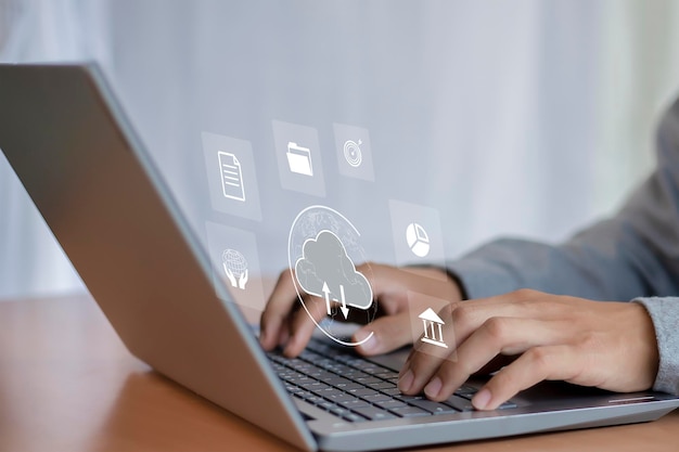 Cloud computing and data transfer on a laptop