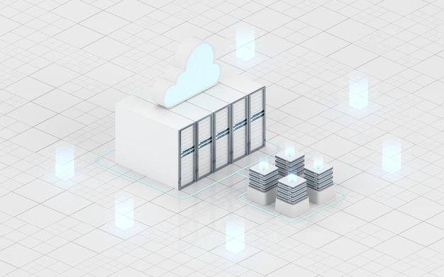 Cloud computing and information devices 3d rendering