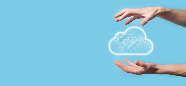 Cloud computing conceptcloud for transfer dataCloud computing big data center future infrastructure digital ai concept Virtual hosting symbolicon upload downloadVirtual hosting symbol