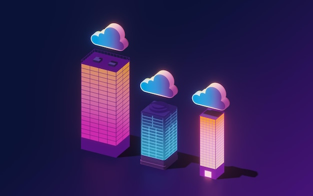 Cloud computing conceptual illustration 3d rendering