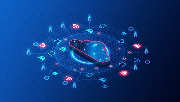 Cloud Computing for the Internet of Things 3D Illustration