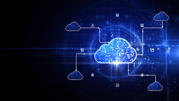 Cloud computing Services IOT Big Data Analysis Cybersecurity Futuristic and Technology Artificial Intelligence Technology digital Data Global network Connection Abstract Background 3d Rendering