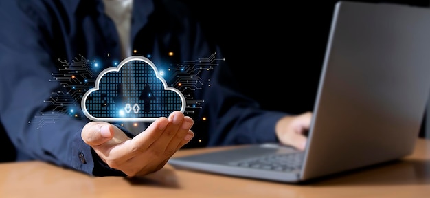 cloud computing shown in hand cloud technology data storage