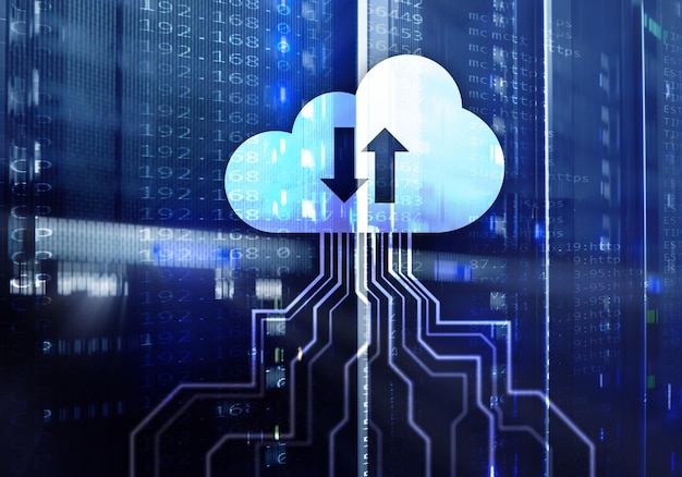 Cloud server og databehandling, datalagring og -behandling Internet- og teknologi koncept