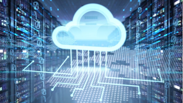Cloud service icon with options and devices