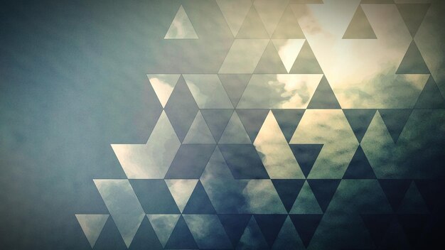 Cloudy sky seen through patterned glass of window