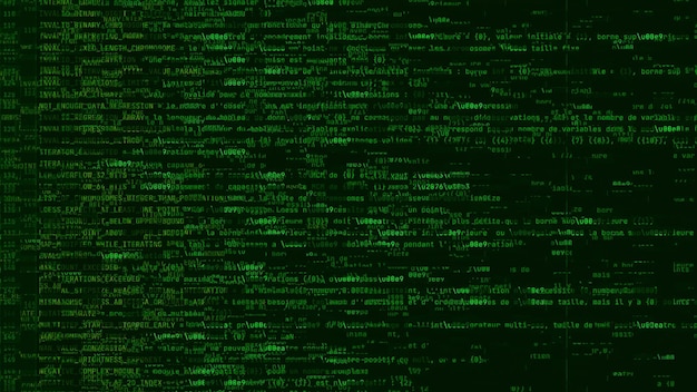 Code and data on computer screen