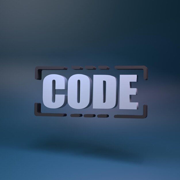 Code symbol Concept of programming 3d render