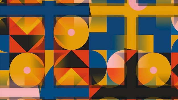 Colorful geometric pattern with moving figures in square motion beautiful colorful pattern of