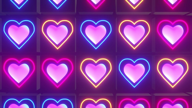 colorful heart board neon background