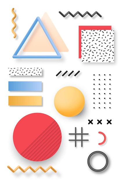 Colorful Memphis design element set
