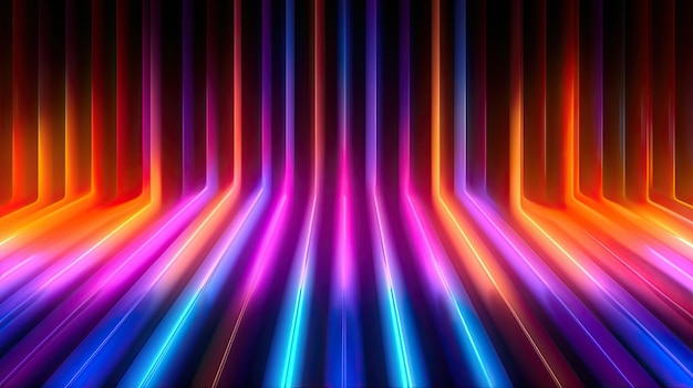 colorful neon wavy light futuristic technology line abstract banner background generative ai