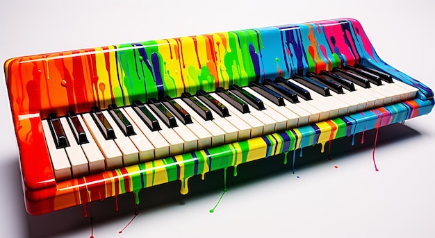 Colorful Painted Piano with Rainbow Colors Generative AI