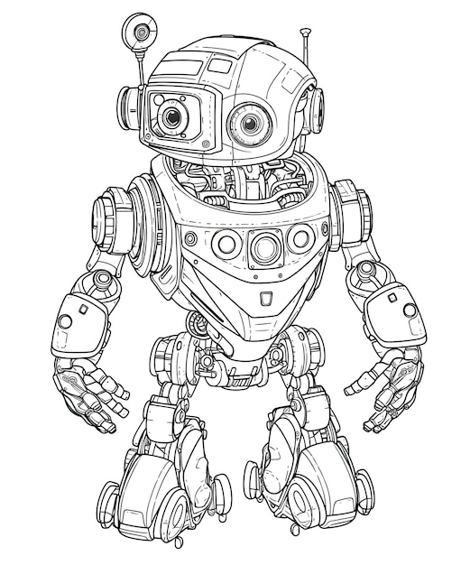 Coloring book for children mechanical robot Selective soft focus