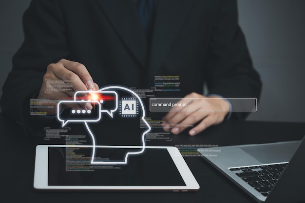 Command Prompt AI interface and machine learning language processing neural networks and computer vision use of chatbot technology automation data analysis and software development