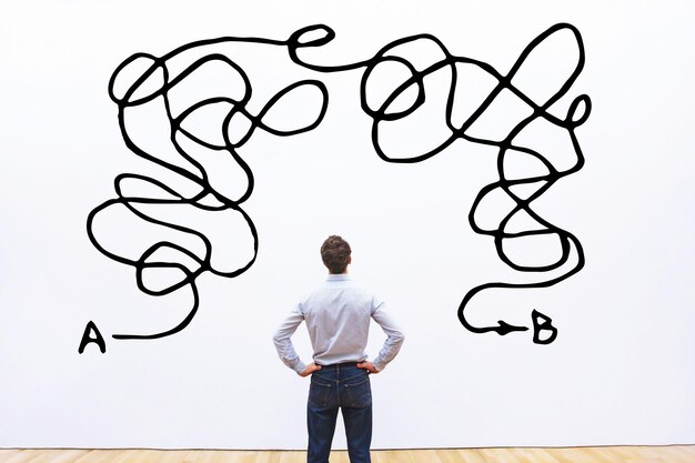 Complicated solution of problem complex business idea or creativity concept complexity