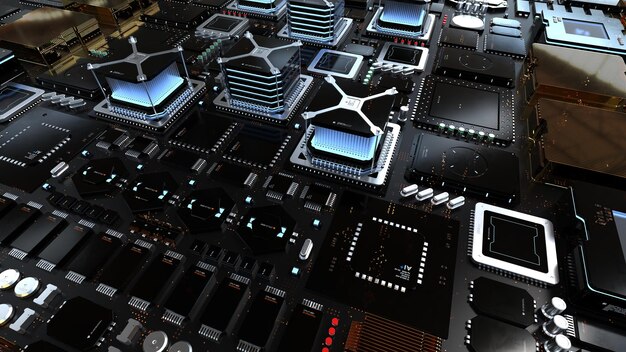 Components of quantum computer parts next generation computer technology concept