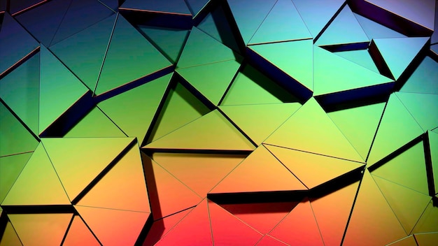 Computer animation of disappearing and appearing triangles design d background with triangular